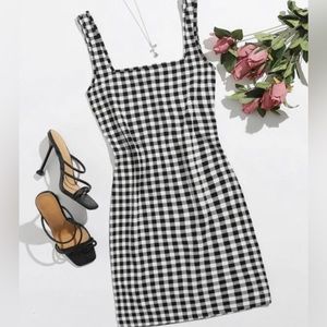 Gingham Checkered Black & White Summer Mini Dress